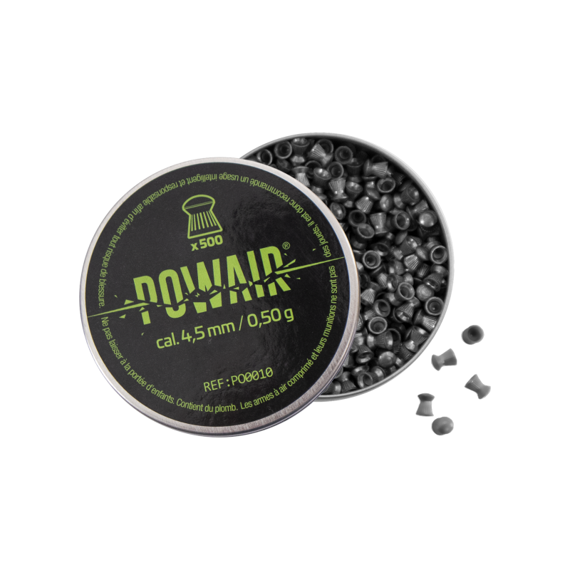 POWAIR - MUNITIONS A AIR - PLOMBS RONDS DOMED C4.5 X 500