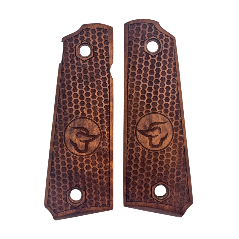 MBT GRIPS - POIGNEE - PLAQUETTES BOIS PT1911 NID DABEILLE LOGO TAURUS